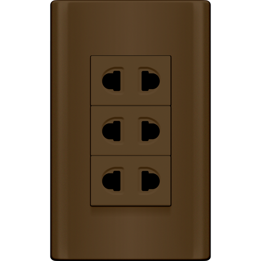 ROYU Plano 3 Gang Outlet Set - Dark Wood