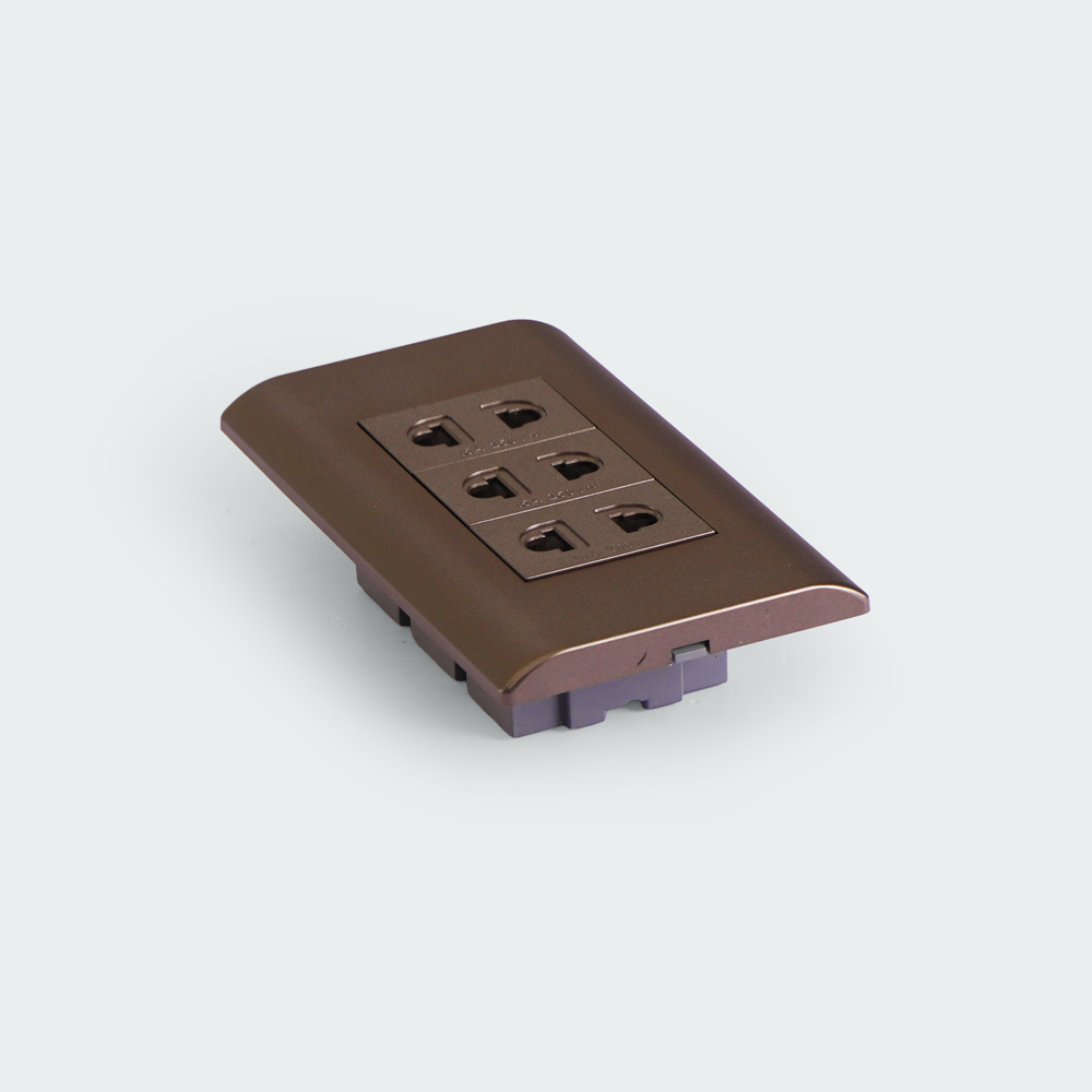 ROYU Plano 3 Gang Outlet Set - Dark Wood