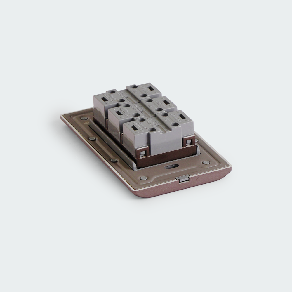 ROYU Plano 3 Gang Outlet Set - Dark Wood