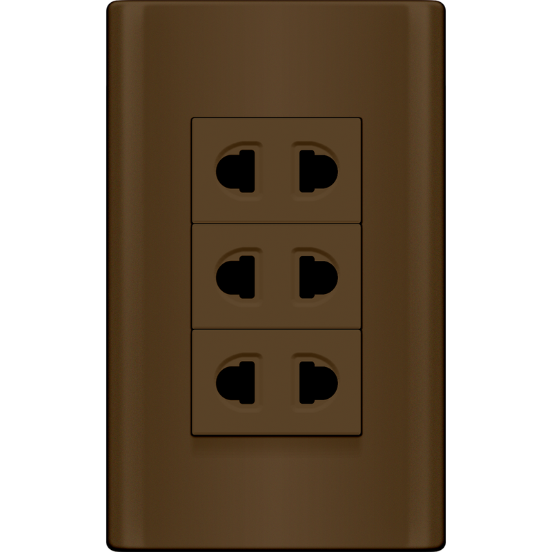 ROYU Plano 3 Gang Outlet Set - Dark Wood