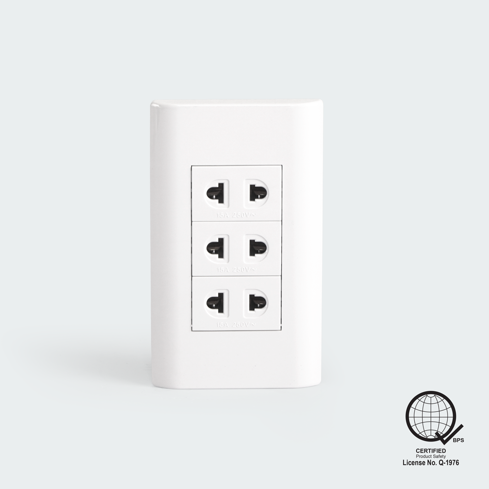 ROYU Plano 3 Gang Outlet Set - White