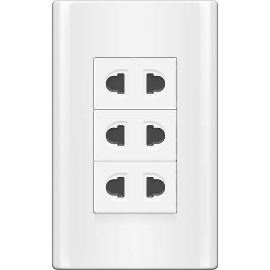 ROYU Plano 3 Gang Outlet Set - White