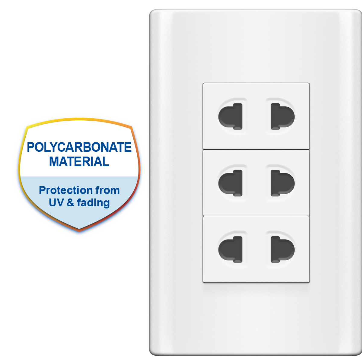 ROYU Plano 3 Gang Outlet Set - White