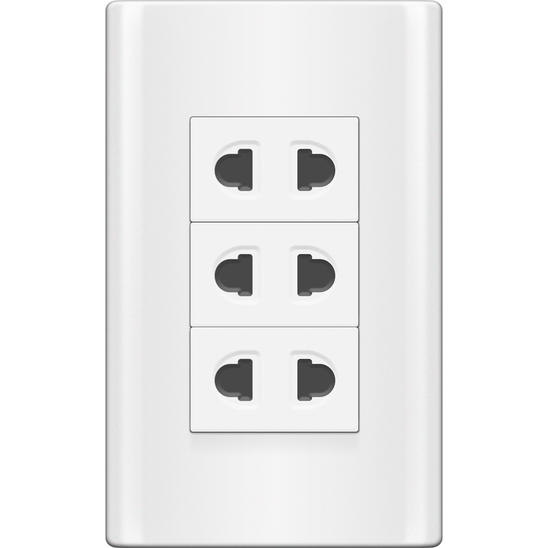 ROYU Plano 3 Gang Outlet Set - White