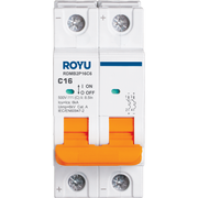 ROYU DC MCB, 2P 16A 500VDC Type C 6kA