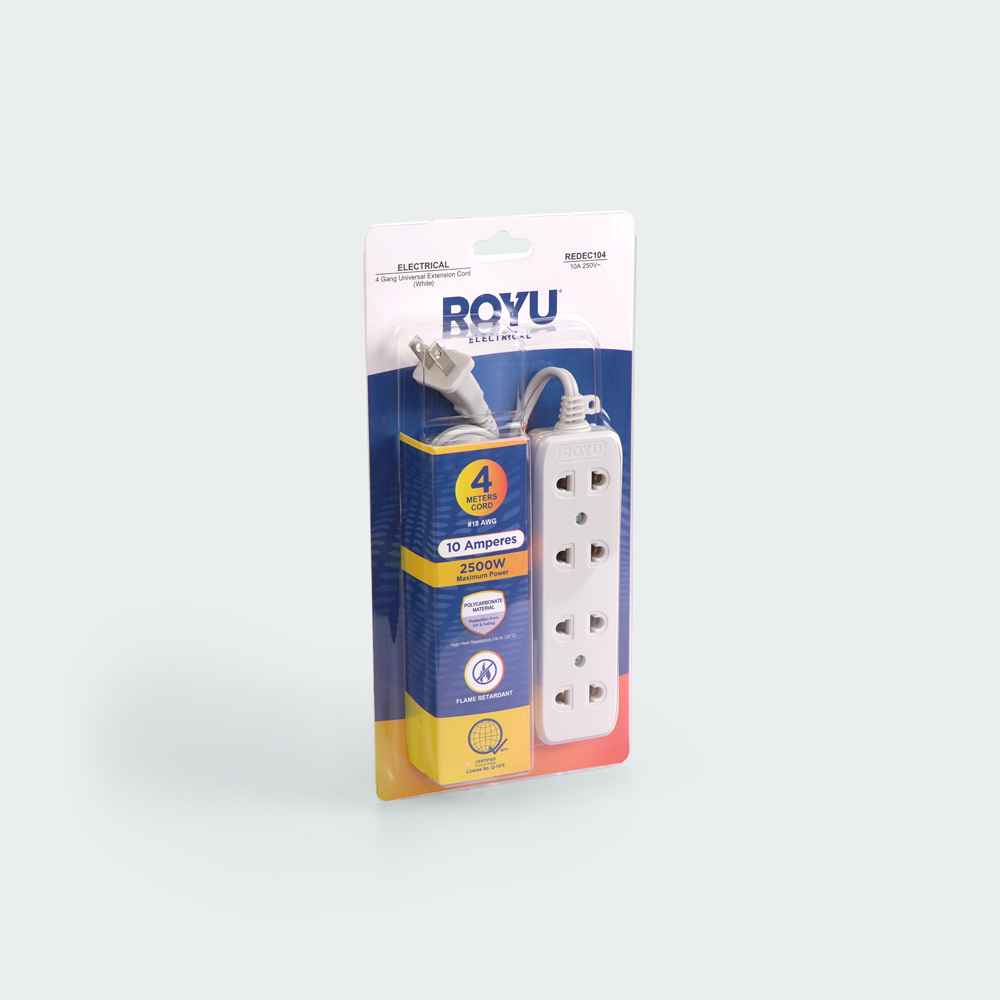 ROYU 4 Gang Universal Outlet Extension Cord