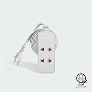 ROYU 2 Universal Outlet + 1 Flat Pin Extension Cord (3M Extension)