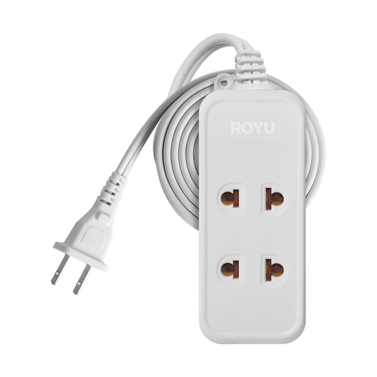 ROYU 2 Universal Outlet + 1 Flat Pin Extension Cord (9M Extension)
