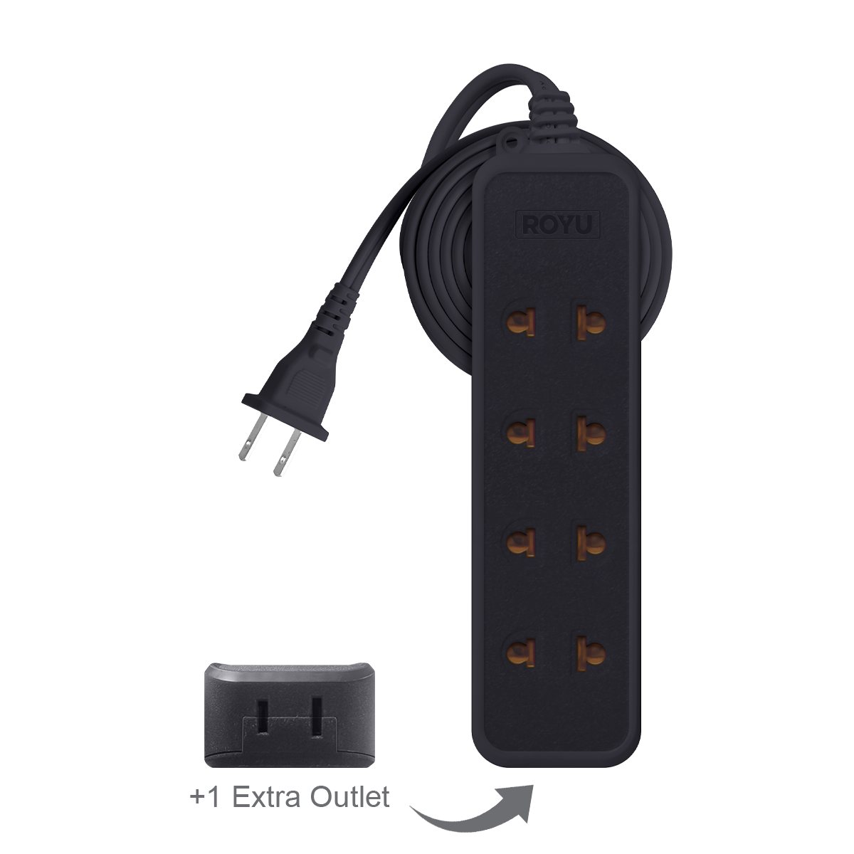 ROYU 4 Universal + 1 Flat Pin Extension Cord (3M Extension)