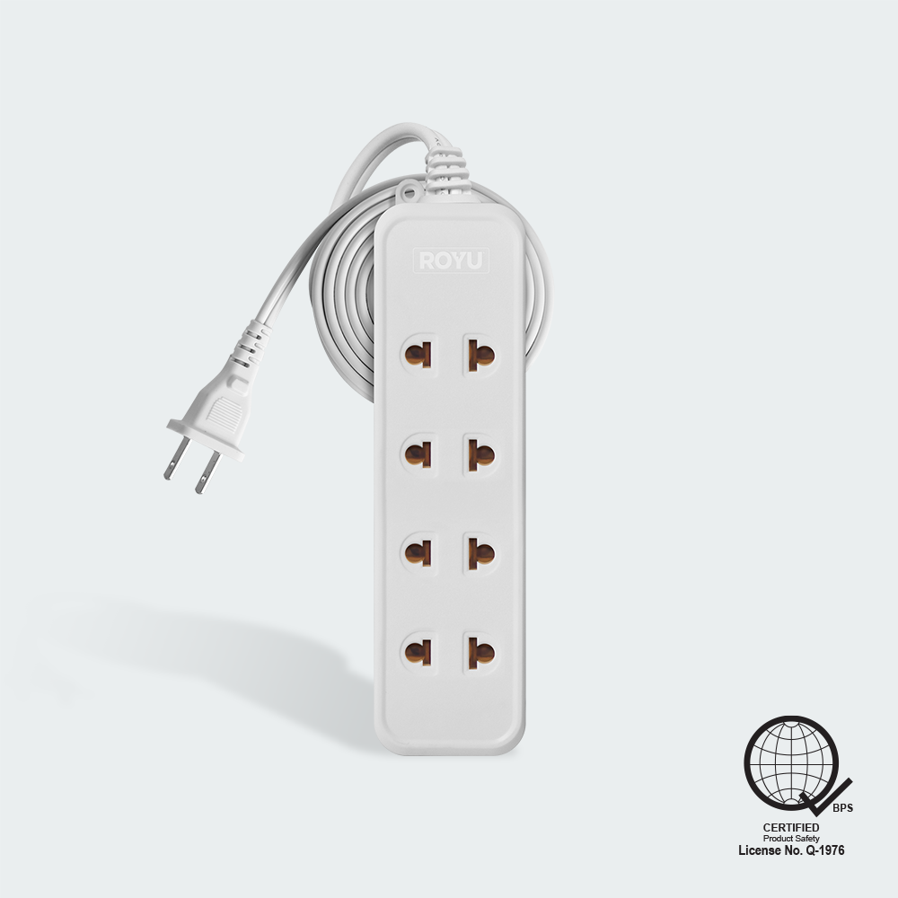ROYU 4 Universal + 1 Flat Pin Extension Cord (3M Extension)