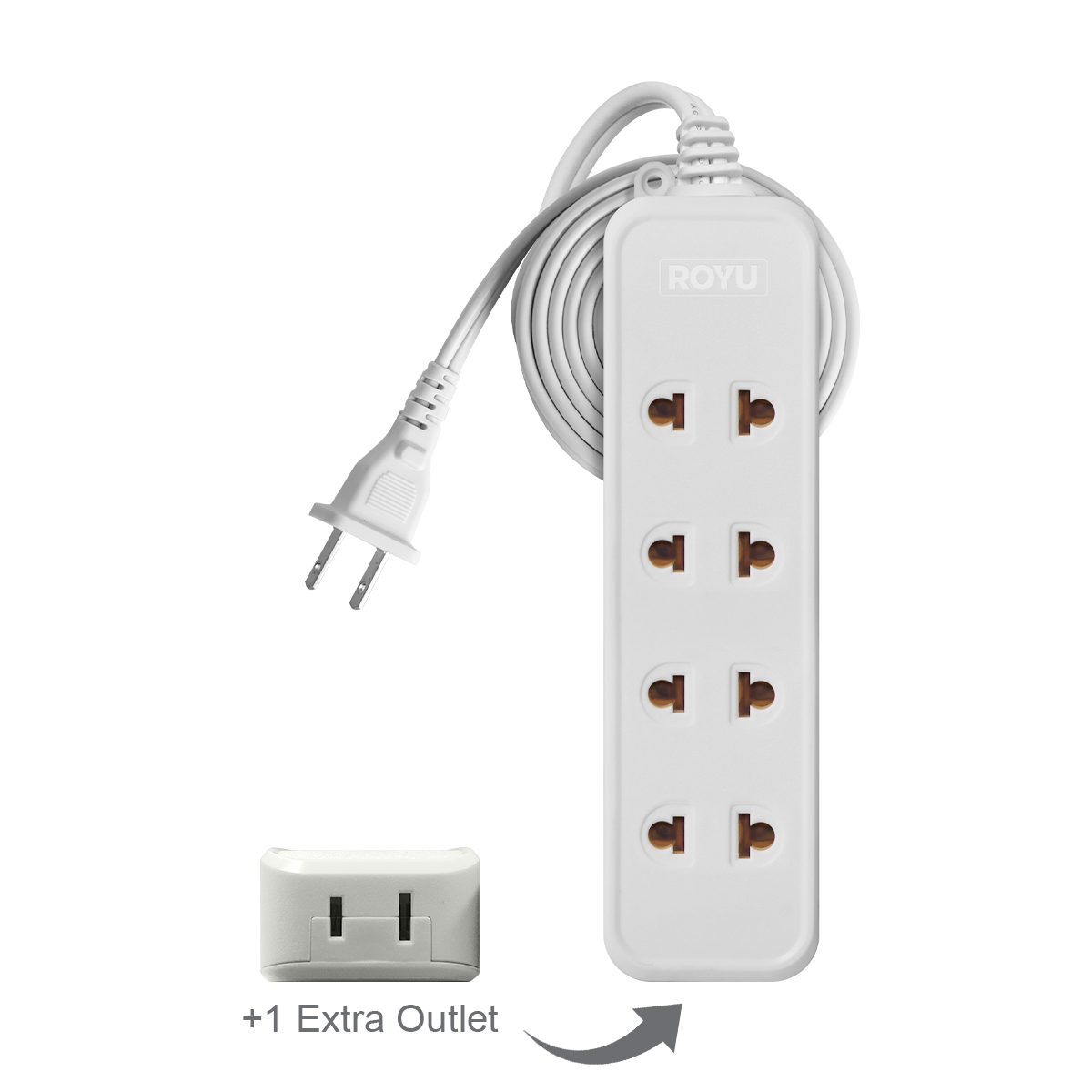 ROYU 4 Universal + 1 Flat Pin Extension Cord (3M Extension)