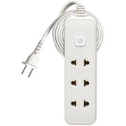 ROYU 3 Universal Outlet +1 Flat Pin Extension Cord with Push Button Switch (3M Extension)