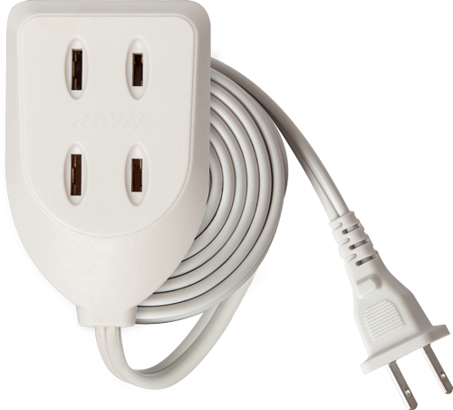 ROYU 3 Gang Flat Pin Outlet Extension Cord