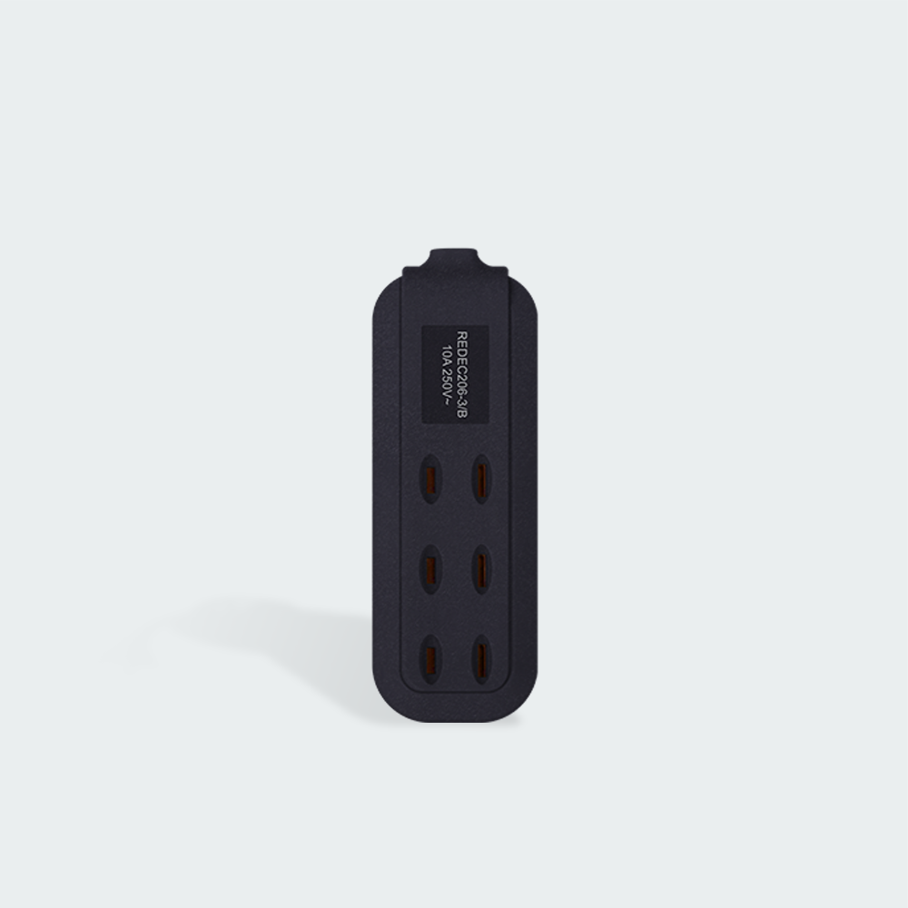 ROYU 3 + 3 Gang Flat Pin Extension Cord (3M Extension)