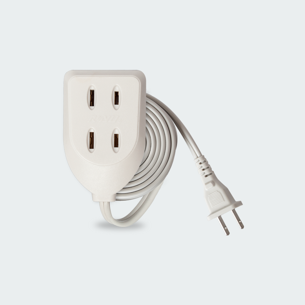 ROYU 3 Gang Flat Pin Outlet Extension Cord (3M Extension)