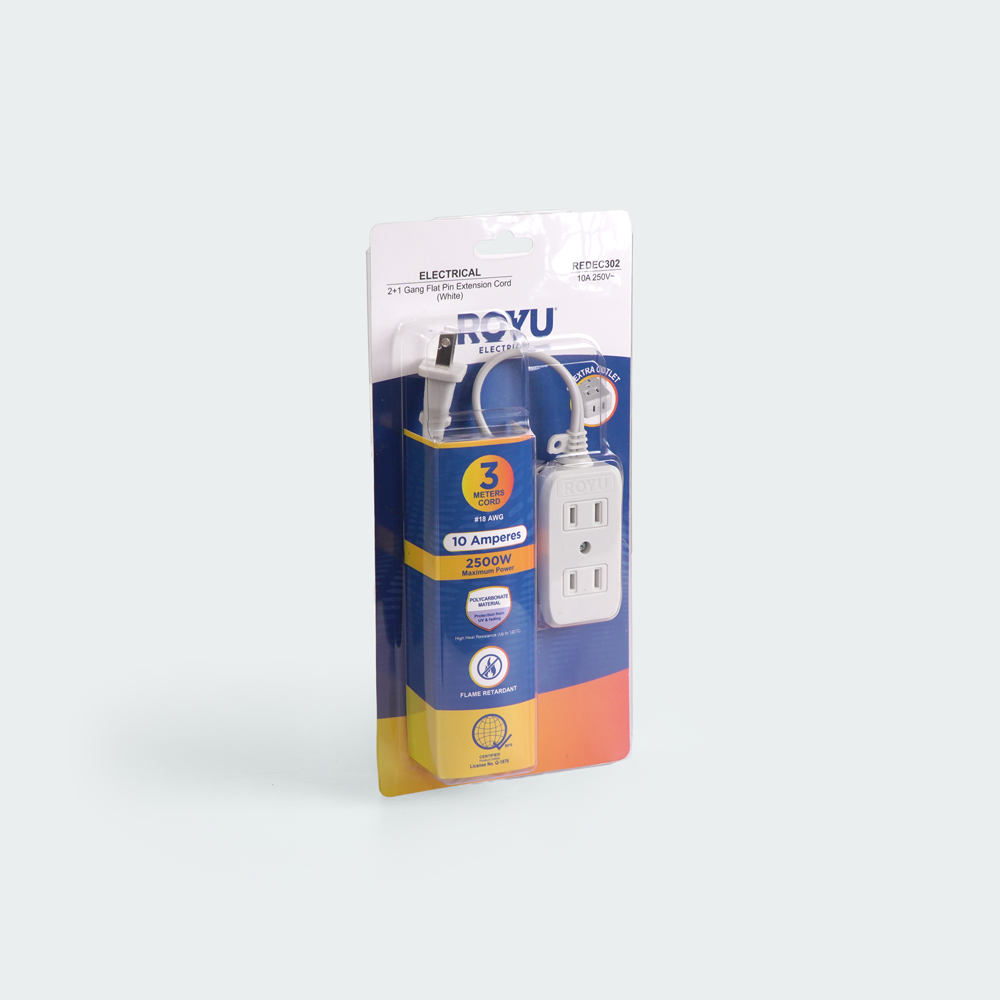 ROYU 2 + 1 Gang Flat Pin Outlet