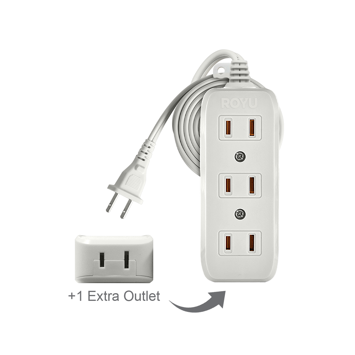 ROYU 3 + 1 Gang Flat Pin Outlet