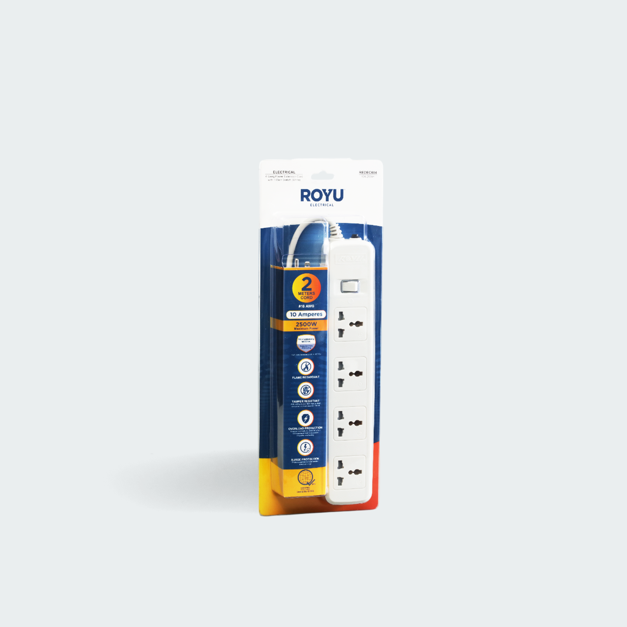 ROYU 4 Gang Power Extension Cord with One Master Switch