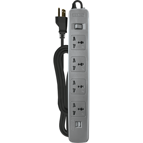 ROYU 4 Gang Power Extension Cord with One Master Switch and 2 USB