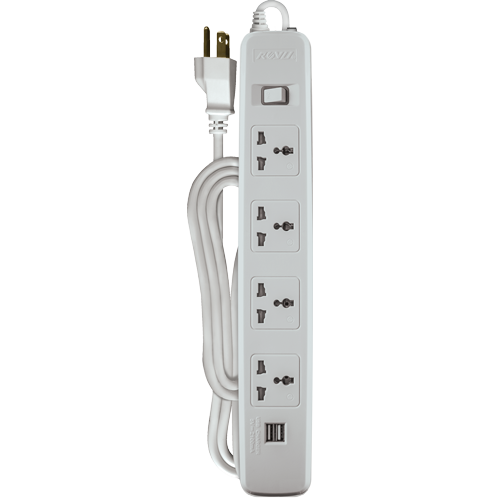 ROYU 4 Gang Power Extension Cord with One Master Switch and 2 USB