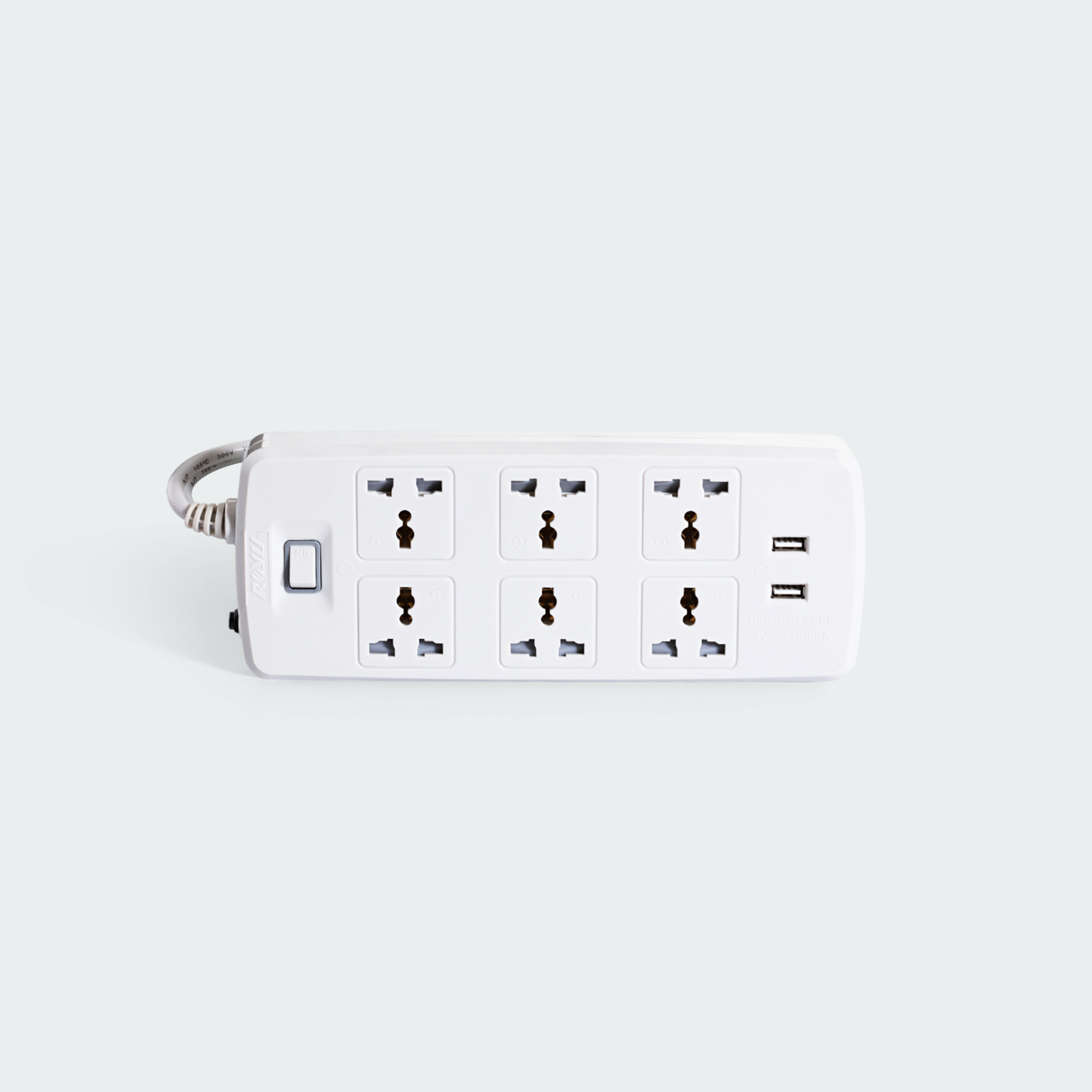 ROYU 6 Gang Power Extension Cord with One Master Swtich and 2 USB