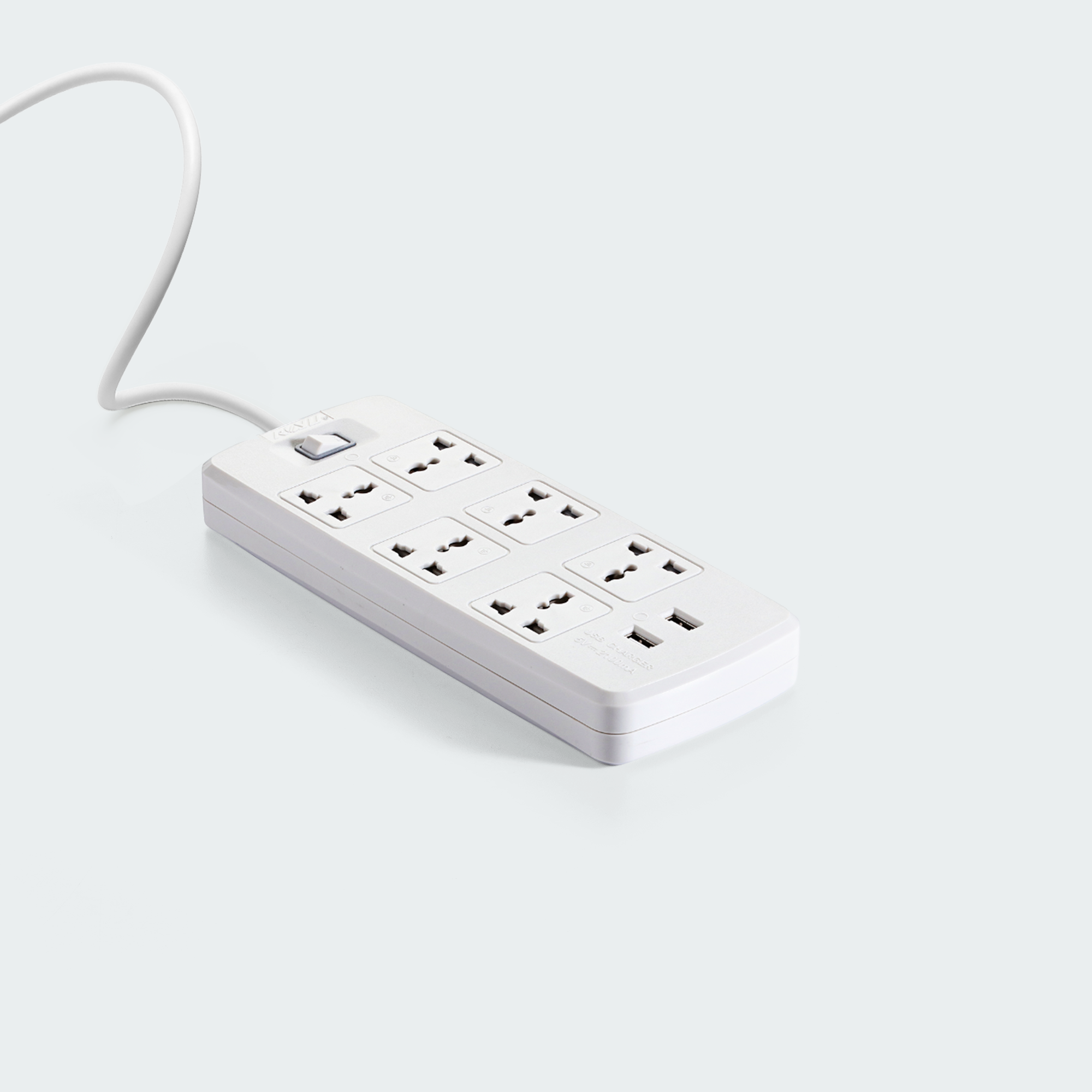 ROYU 6 Gang Power Extension Cord with One Master Swtich and 2 USB