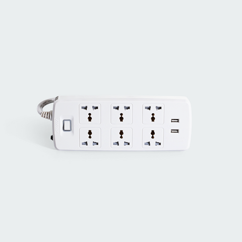 ROYU 6 Gang Power Extension Cord with One Master Swtich and 2 USB