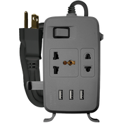 ROYU 2 Gang Power Extension Cord with One Master Switch and 3 USB