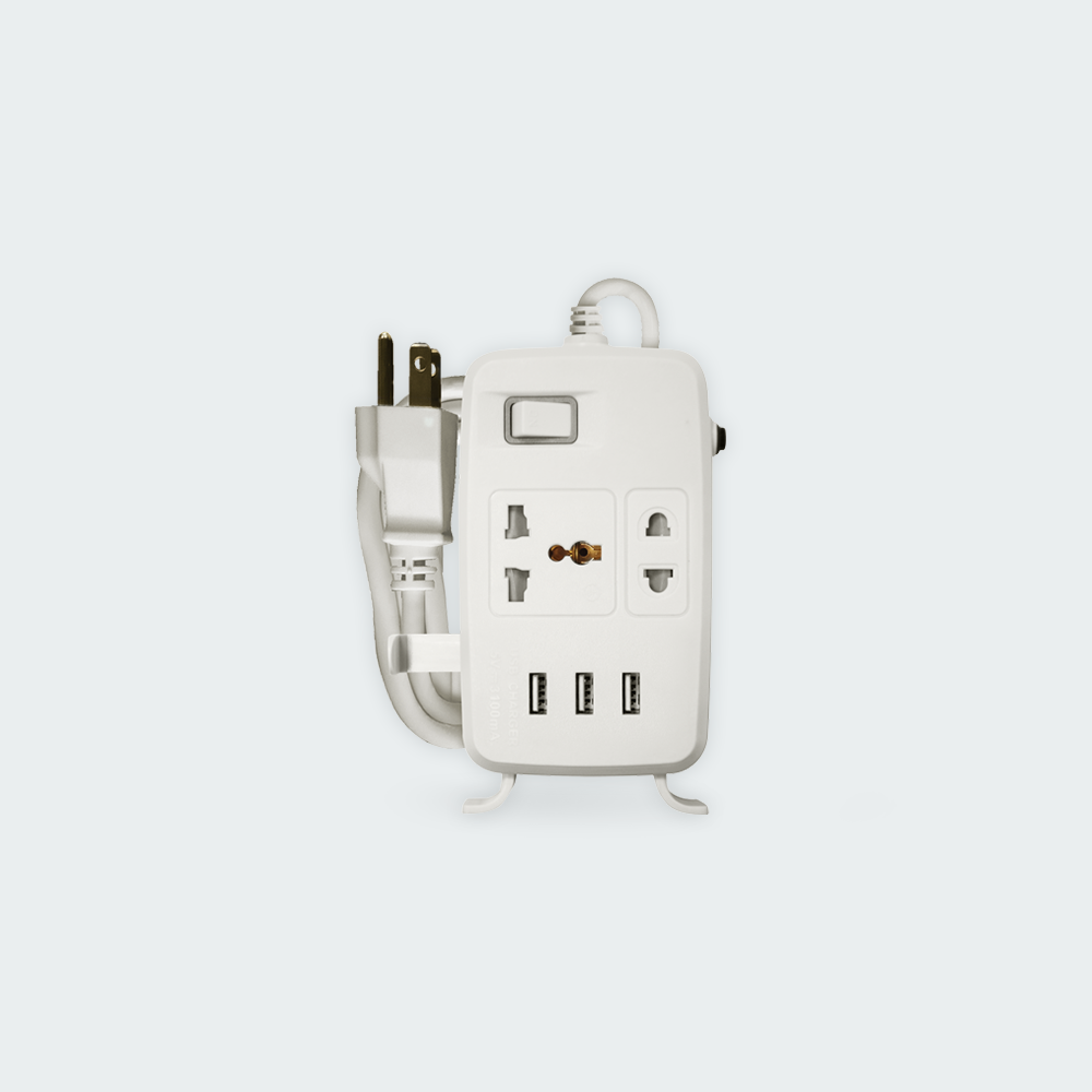 ROYU 2 Gang Power Extension Cord with One Master Switch and 3 USB