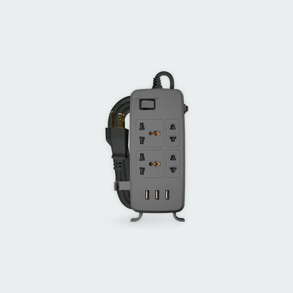 ROYU 4 Gang Power Extension Cord with One Master Switch and 3 USB