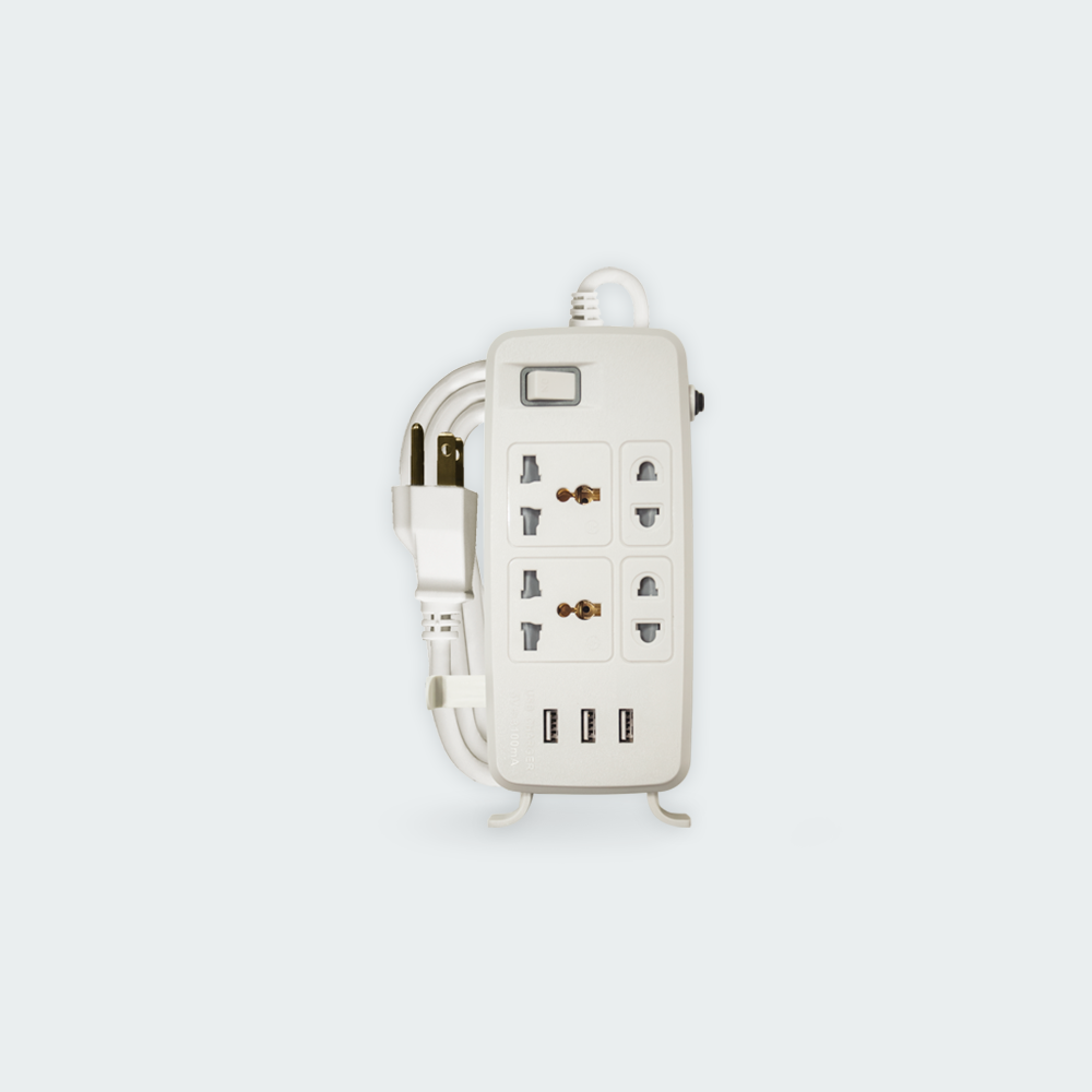 ROYU 4 Gang Power Extension Cord with One Master Switch and 3 USB