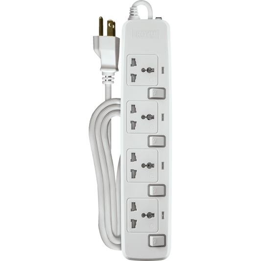 ROYU 4 Gang Power Extension Cord with Individual Switches