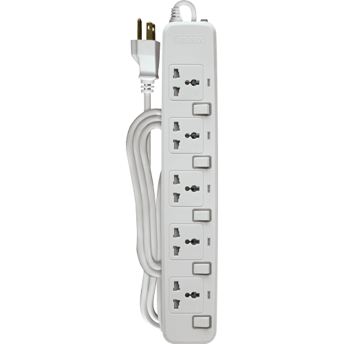 ROYU 5 Gang Power Extension Cord with Individual Switches
