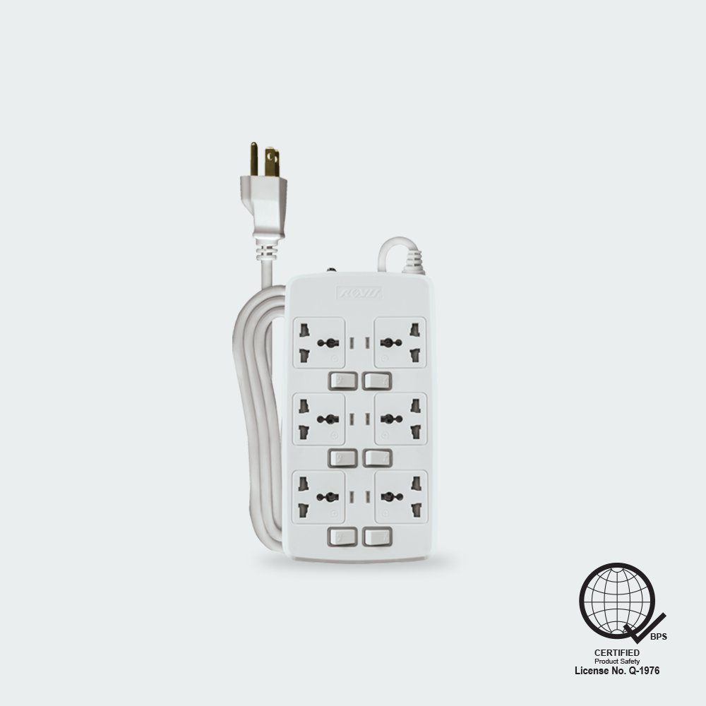 ROYU 6 Gang Power Extension Cord with Individual Switches