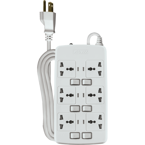 ROYU 6 Gang Power Extension Cord with Individual Switches