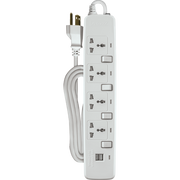 ROYU 4 Gang Power Extension Cord with Individual Switches and 2 USB