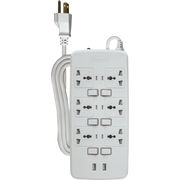 ROYU 6 Gang Power Extension Cord with Individual Switches and 2 USB