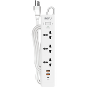ROYU 3-Gang Power Strip with USB Ports