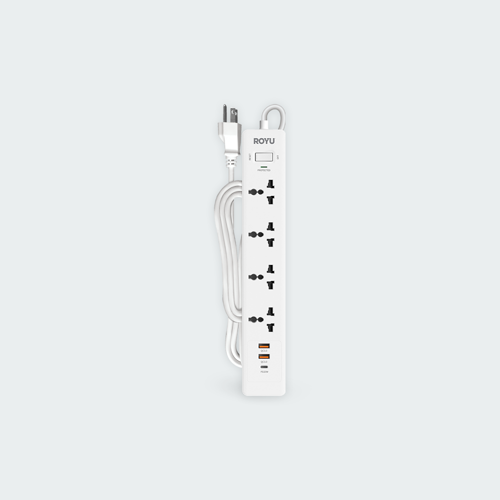 ROYU 4-Gang Power Strip with USB Ports