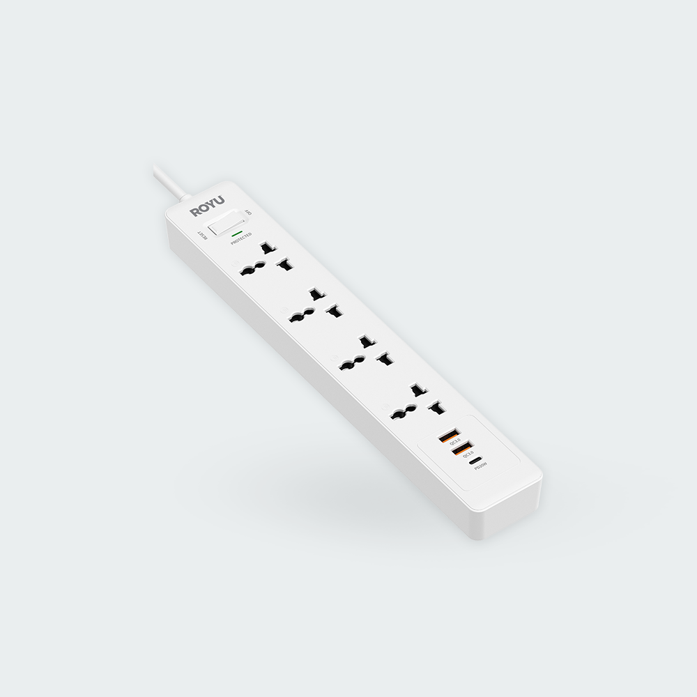 ROYU 4-Gang Power Strip with USB Ports