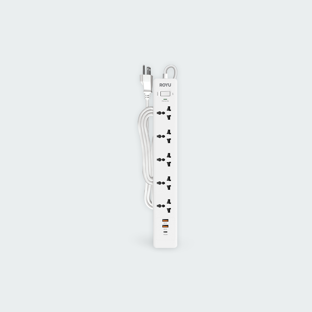 ROYU 5-Gang Power Strip with USB Ports