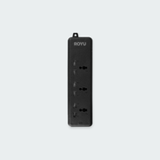 ROYU 3-Gang Surface Type with Int'l Outlet Black