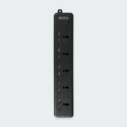 ROYU 5-Gang Surface Type with Int'l Outlet Black