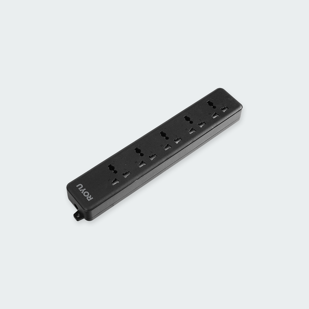 ROYU 5-Gang Surface Type with International Outlet Black