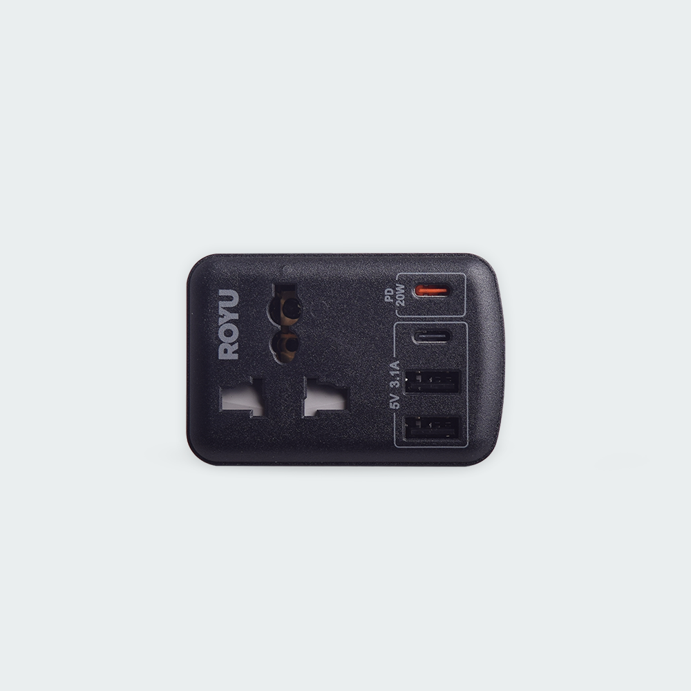 ROYU International + Flat Adapter w/ USB (2A+1C & 1 Fast C)