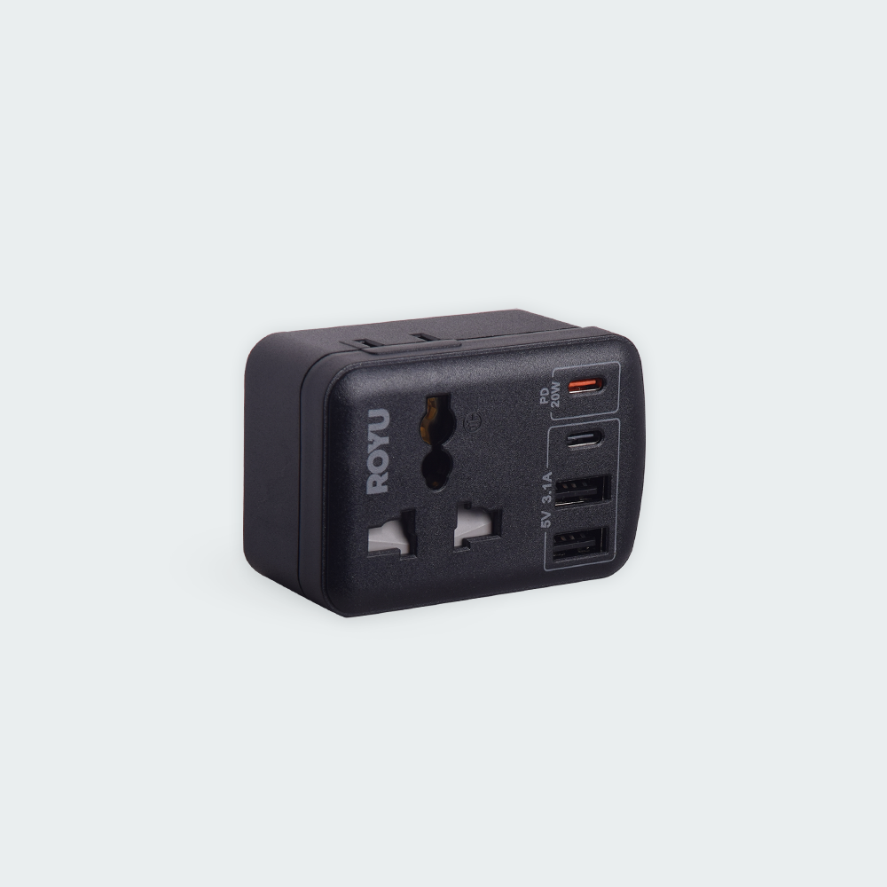 ROYU International + Flat Adapter w/ USB (2A+1C & 1 Fast C)