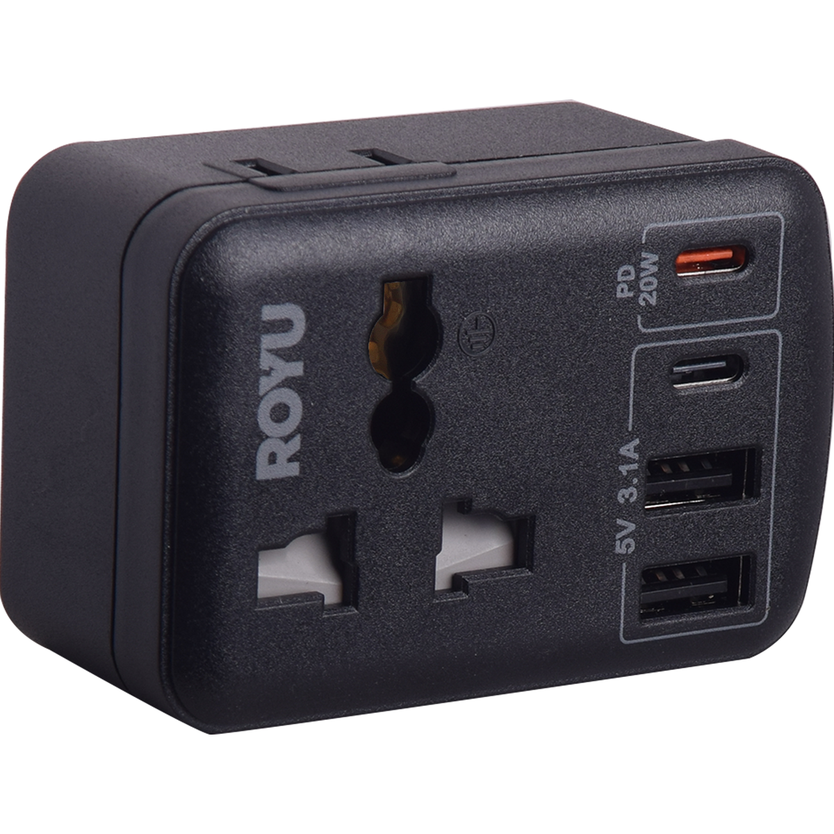 ROYU International + Flat Adapter w/ USB (2A+1C & 1 Fast C)