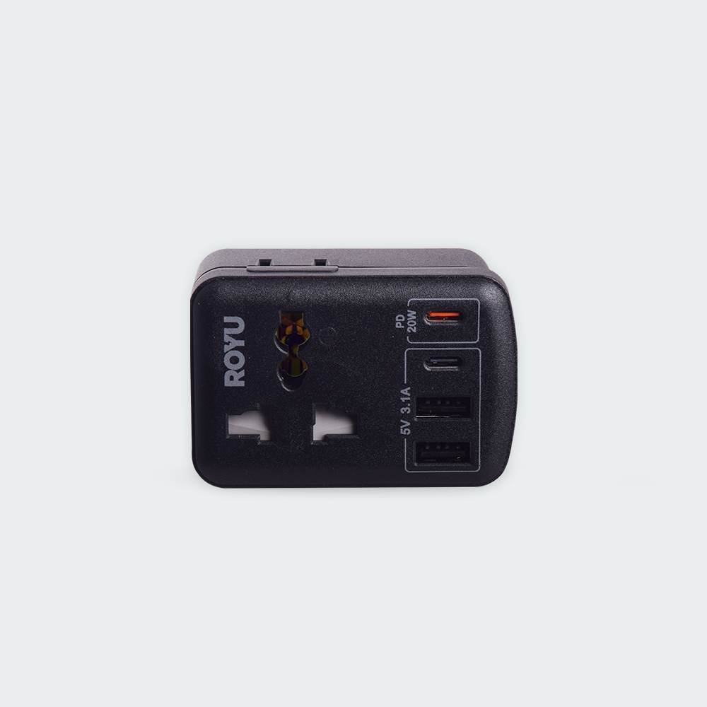 ROYU International + Flat Adapter w/ USB (2A+1C & 1 Fast C)