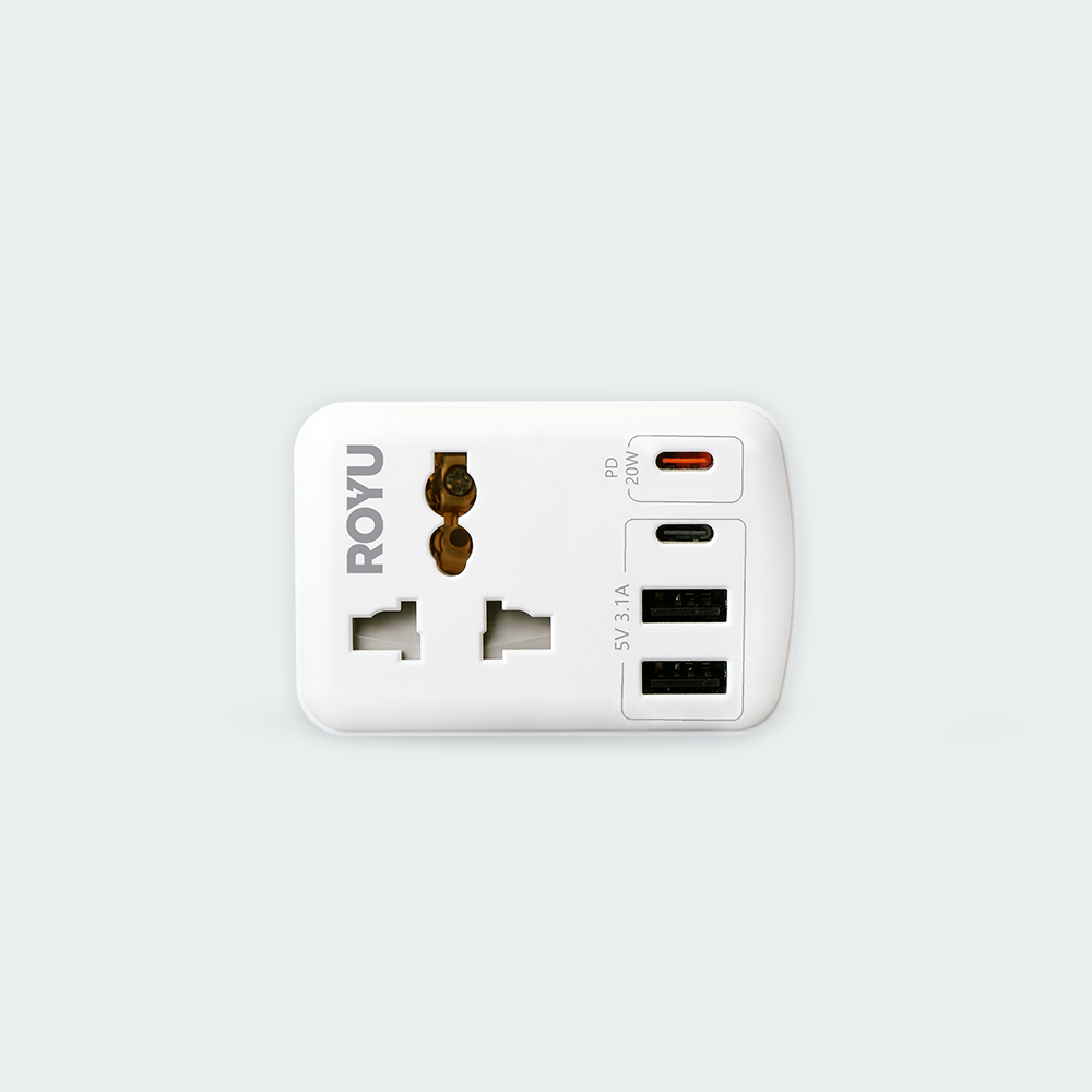 ROYU International + Flat Adapter w/ USB (2A+1C & 1 Fast C)