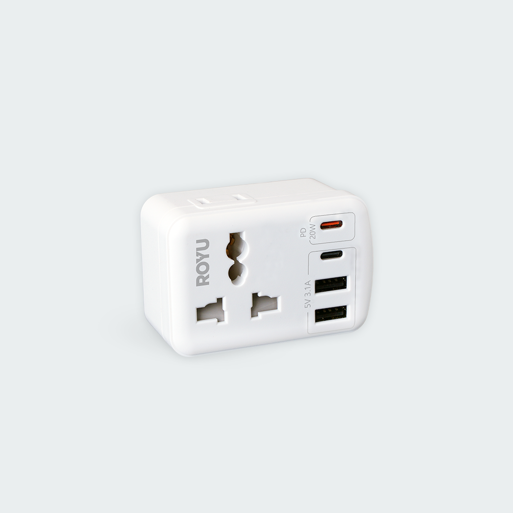 ROYU International + Flat Adapter w/ USB (2A+1C & 1 Fast C)